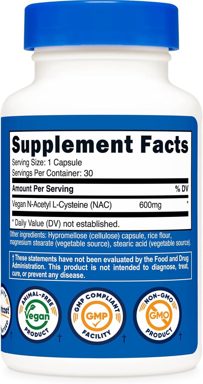 image:imageNutricost NAcetyl LCysteine NAC 600mg 180 Capsules NonGMO Gluten Free30 Count Pack of 1