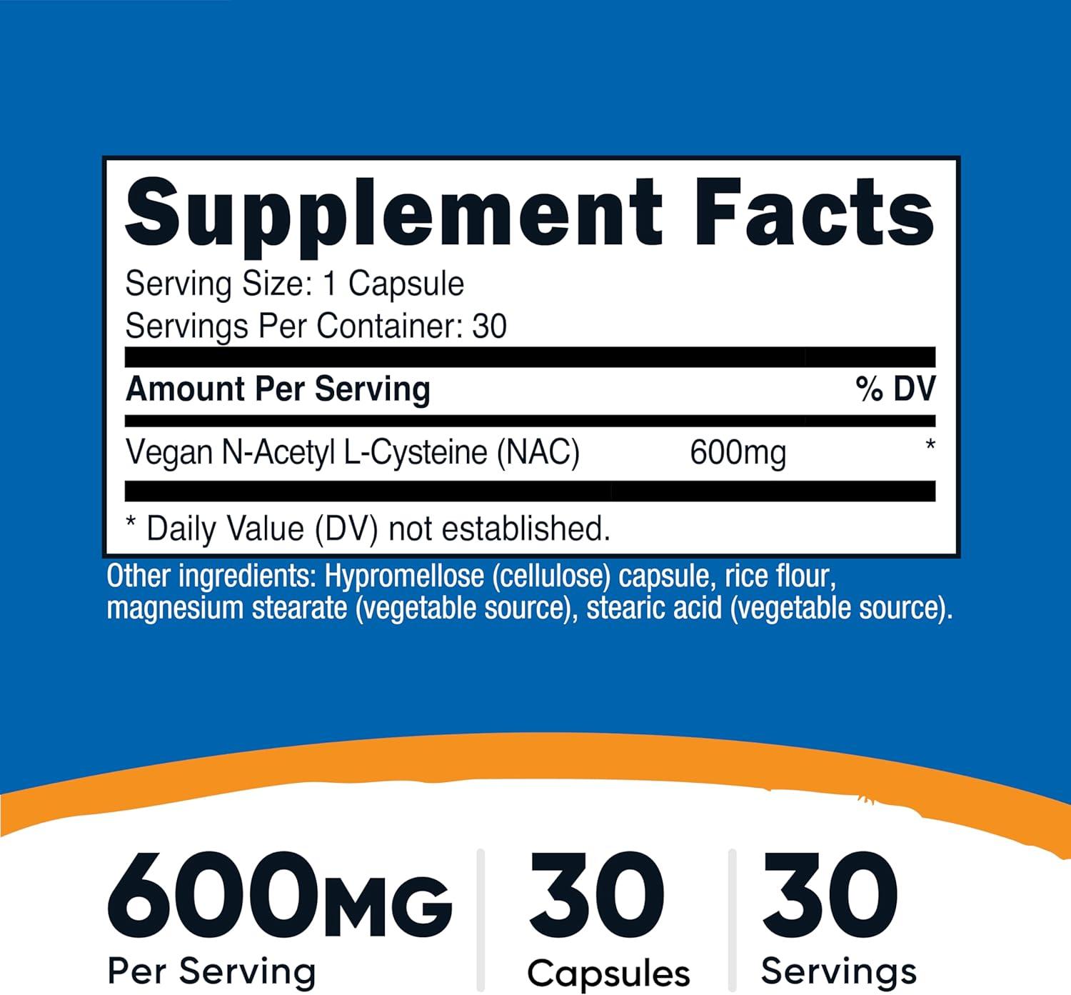 image:imageNutricost NAcetyl LCysteine NAC 600mg 180 Capsules NonGMO Gluten Free30 Count Pack of 1