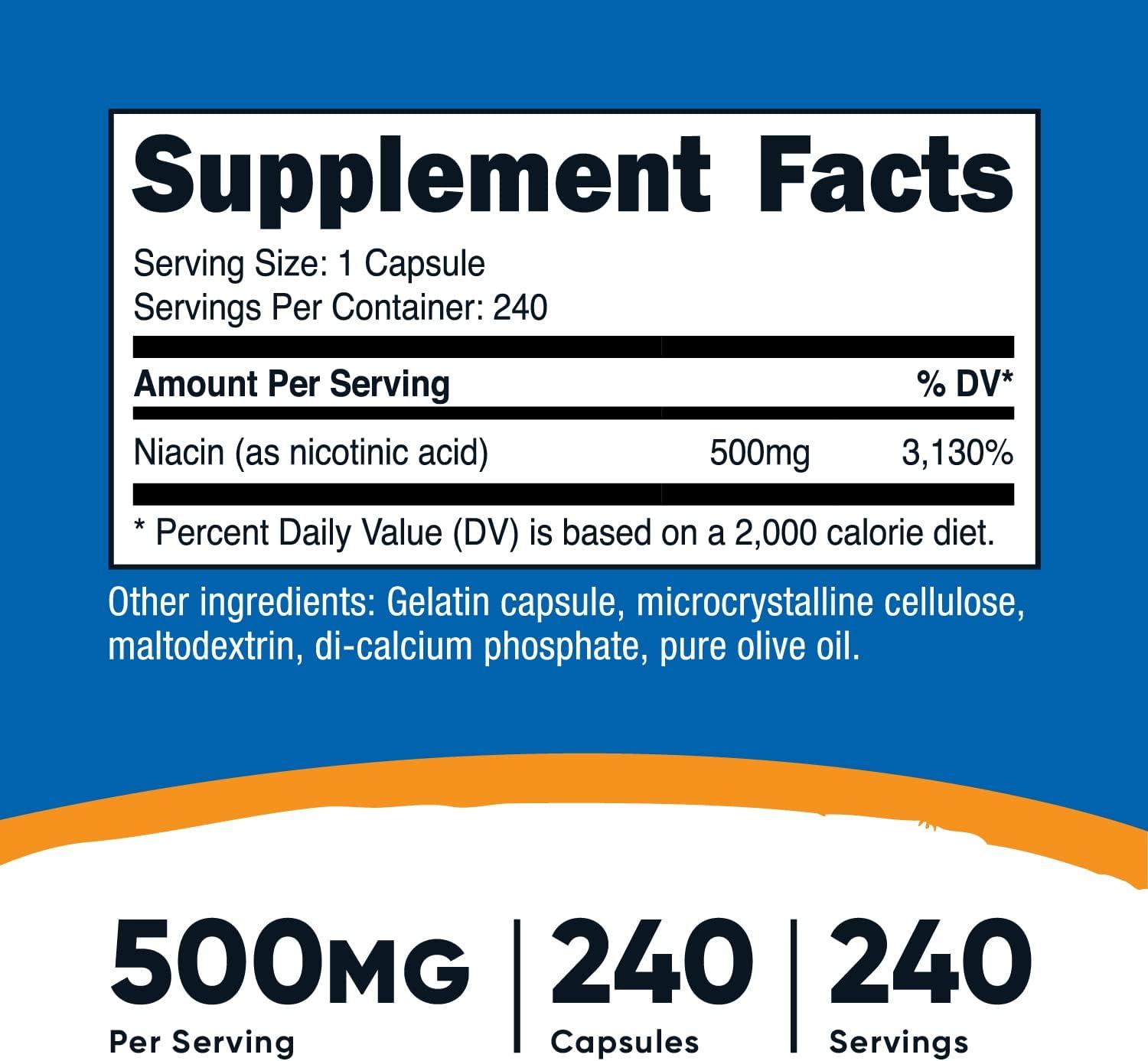 image:imageNutricost Niacin Vitamin B3 500mg 240 Capsules with Flushing NonGMO Gluten Free240 Count Pack of 3