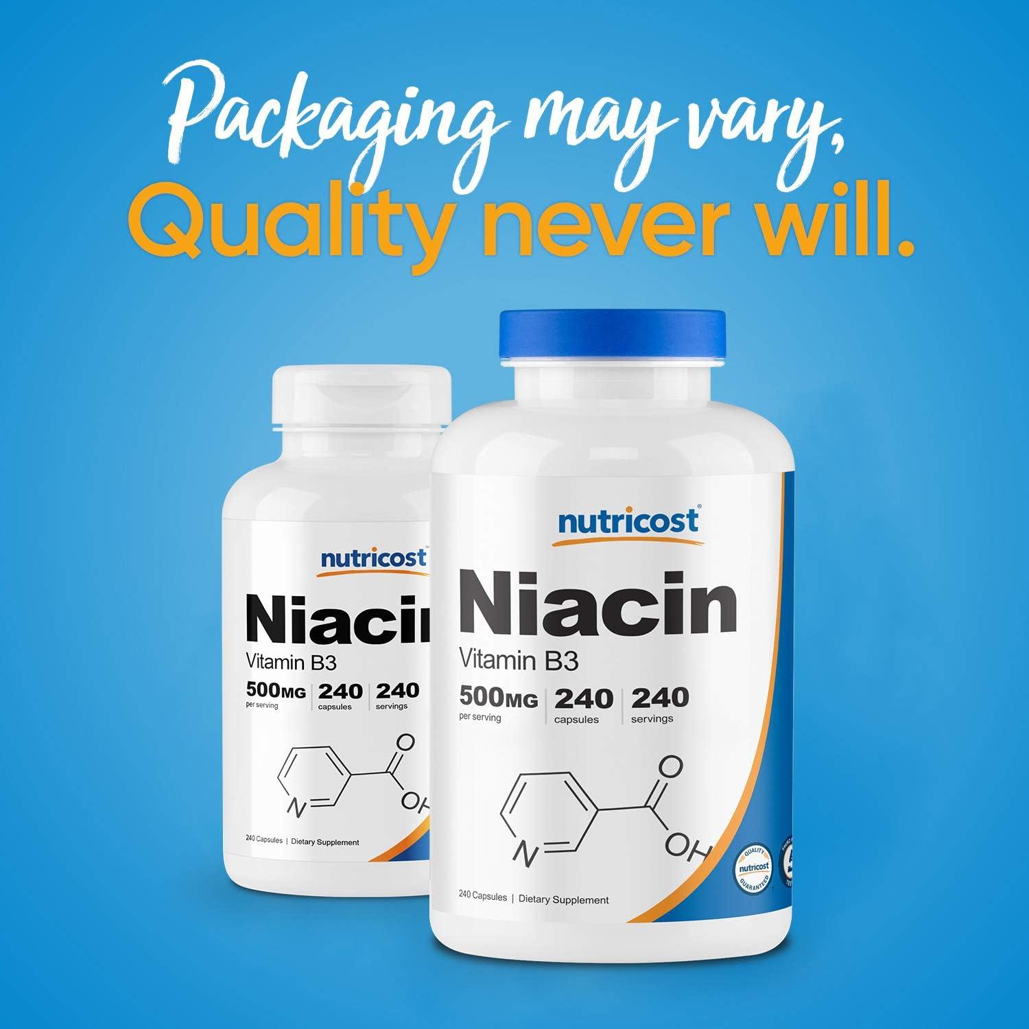 image:imageNutricost Niacin Vitamin B3 500mg 240 Capsules with Flushing NonGMO Gluten Free240 Count Pack of 3