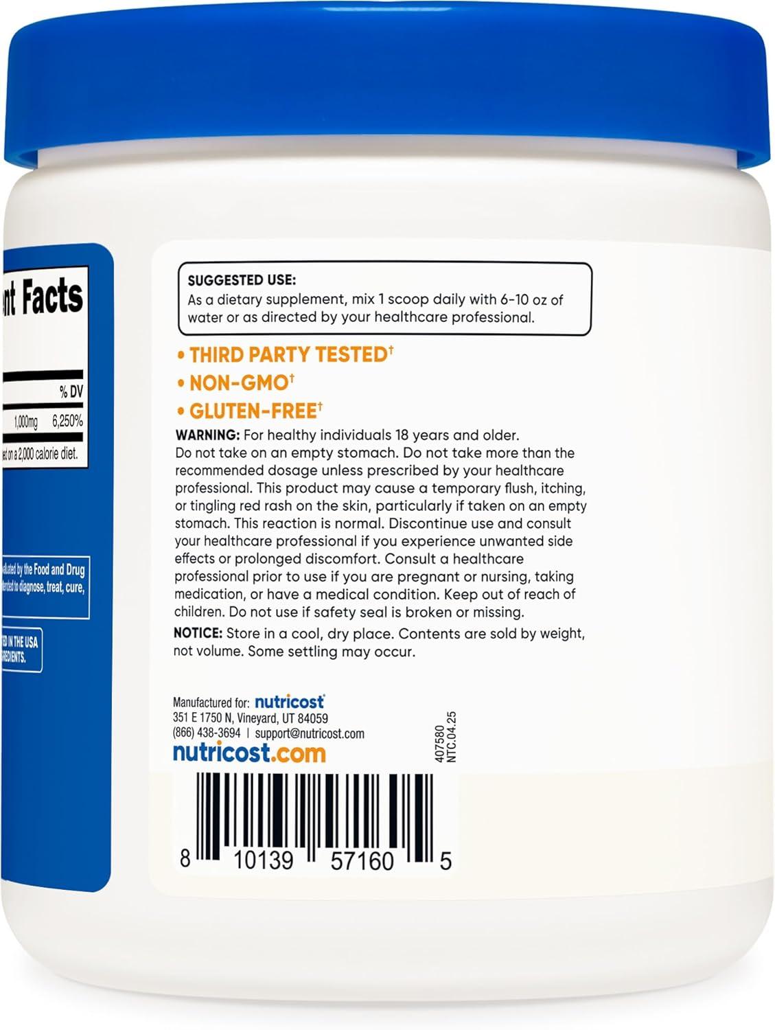 image:imageNutricost Niacin Vitamin B3 Powder 250 Grams 1G Per Serving Vitamin B3 Niacin Powder May Cause Flush882 Ounce Pack of 2