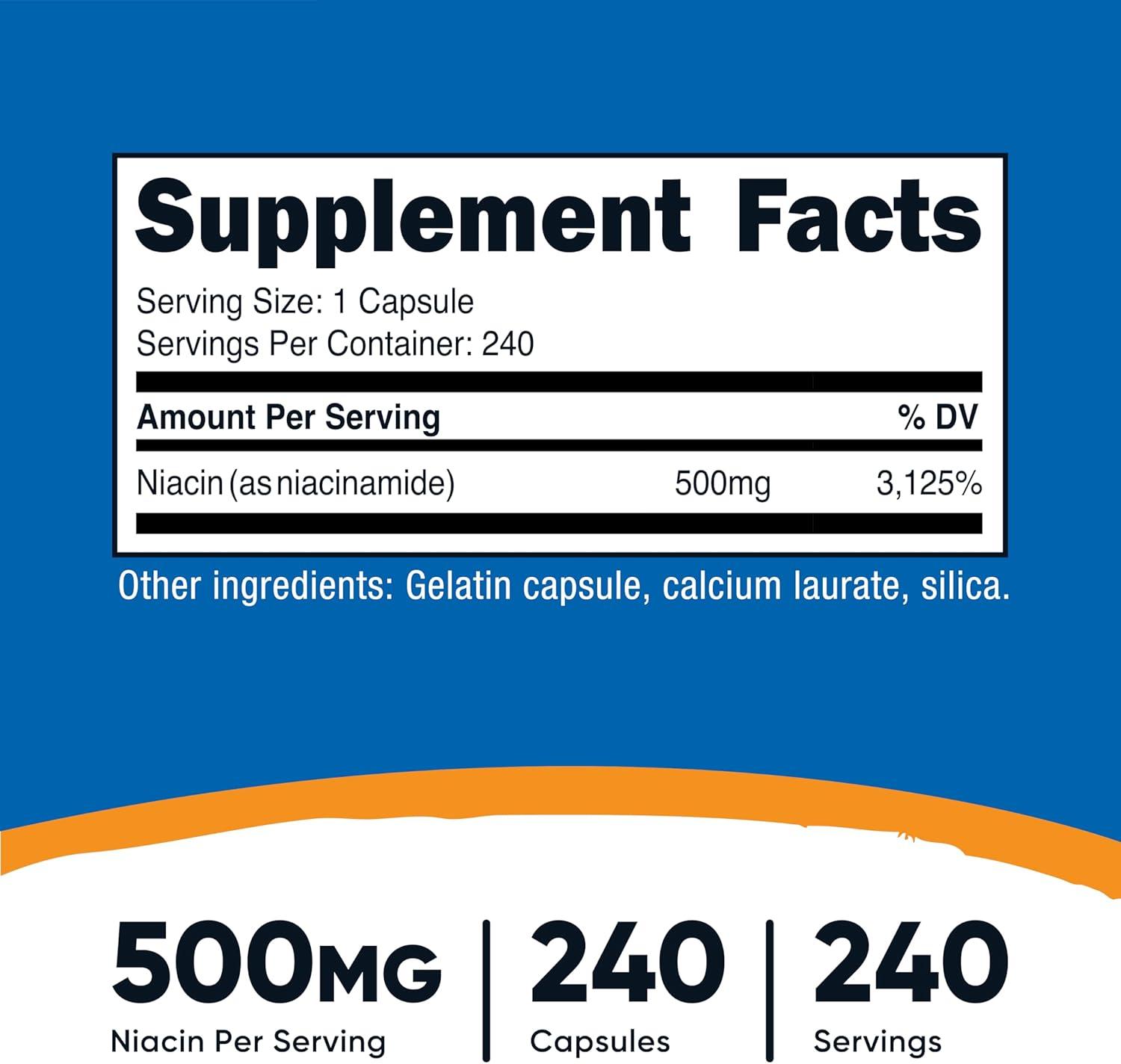 image:imageNutricost Niacinamide Vitamin B3 500mg 240 Capsules NonGMO Gluten Free Flush Free Vitamin B3240 Count Pack of 1