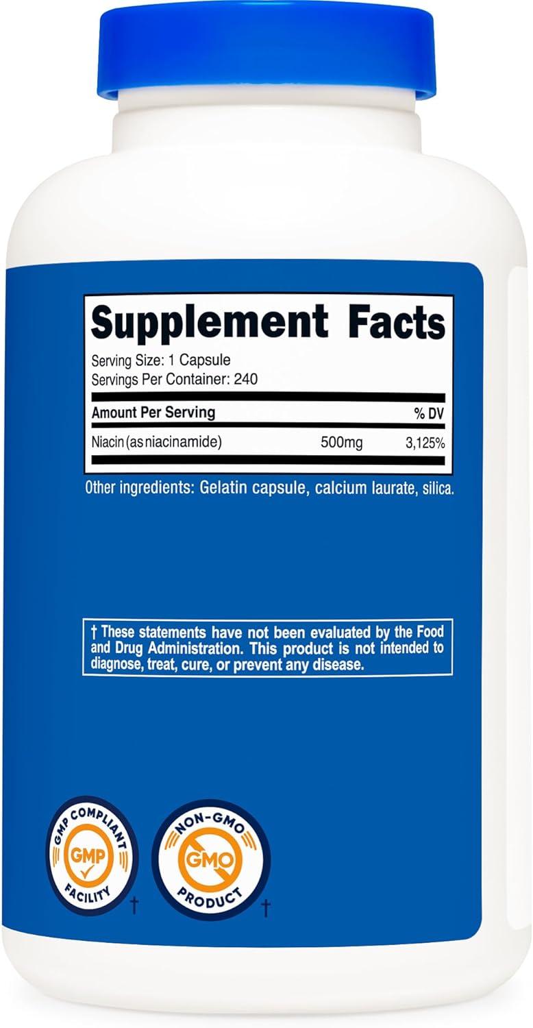 image:imageNutricost Niacinamide Vitamin B3 500mg 240 Capsules NonGMO Gluten Free Flush Free Vitamin B3240 Count Pack of 1