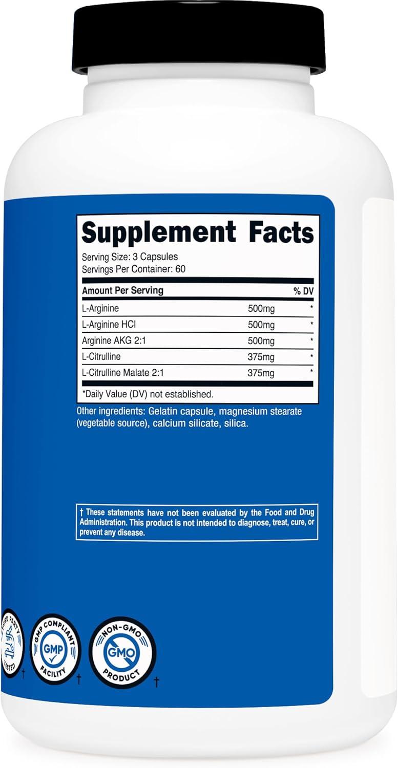 image:imageNutricost Nitric Oxide Booster 2250mg 180 Capsules 750mg Per Casule 60 Servings Gluten Free and NonGMO180 Count Pack of 2