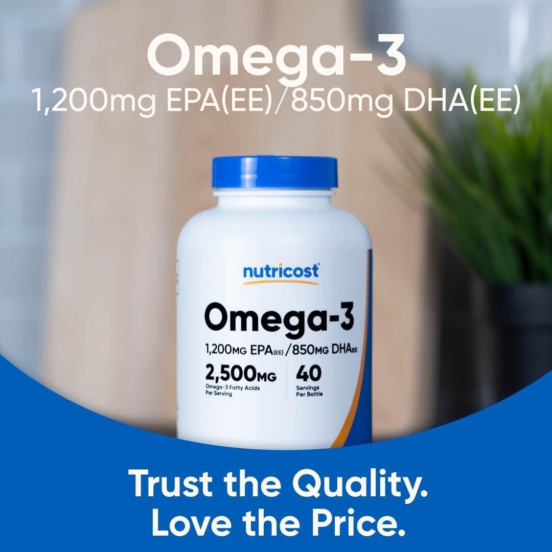 image:imageNutricost Omega 3 Fish Oil 2500MG 120 Softgels 40 Serv Fish Oil Wild Caught 1200mg EPA 850mg DHA NonGMO Gluten Free120 Count Pack of 1