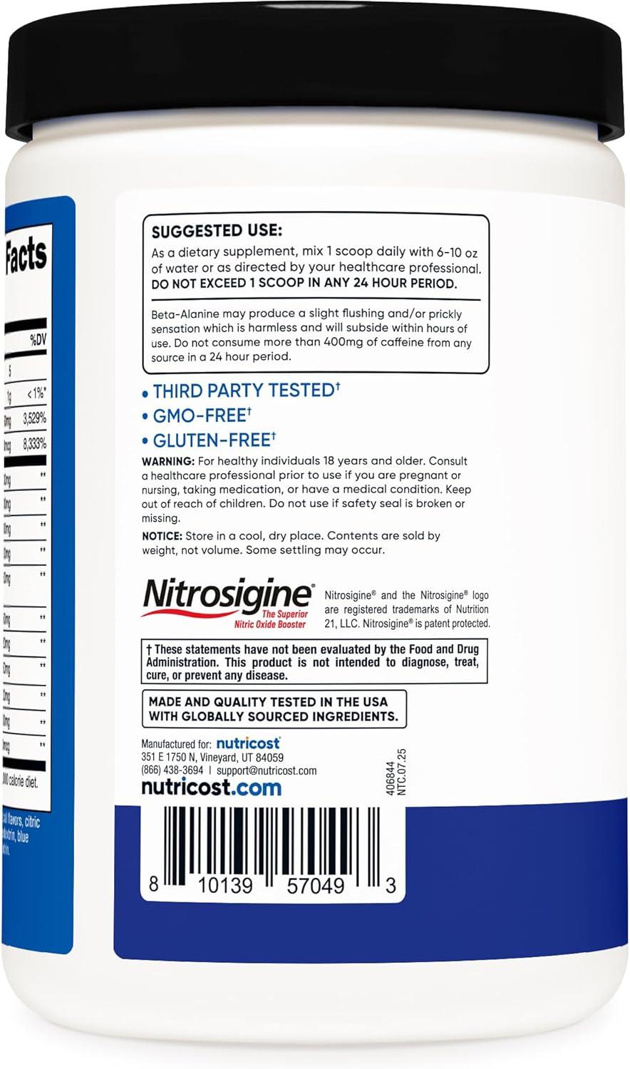image:imageNutricost PreC PreWorkout Complex with Creatine Blue Rasberry 30 Servings Powder Boost Fintess Routines 450g1 Pound Pack of 1
