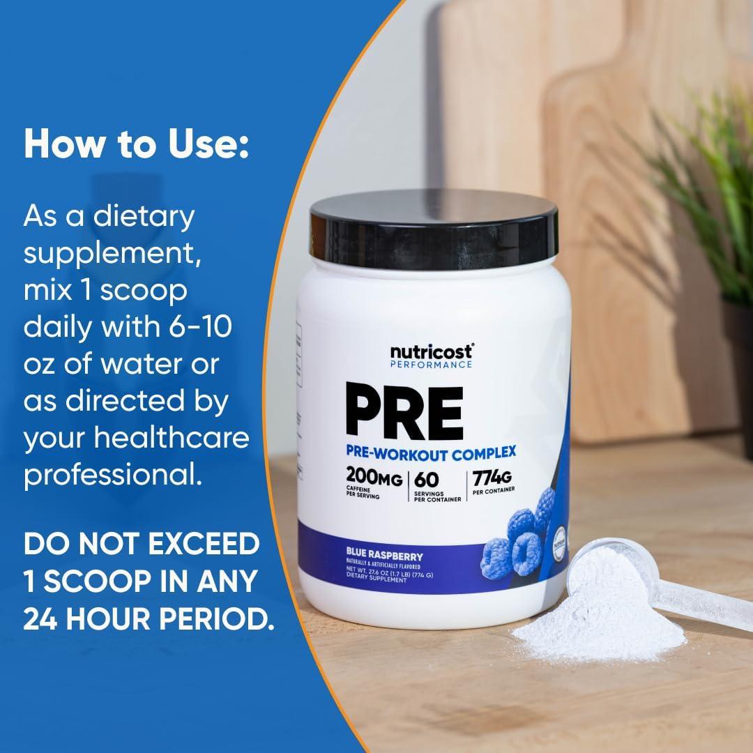 image:imageNutricost PreWorkout Complex Powder 30 Servings Blue Raspberry PreWorkout Supplement with BetaAlanine Taurine amp Amino AcidsBlue Raspberry