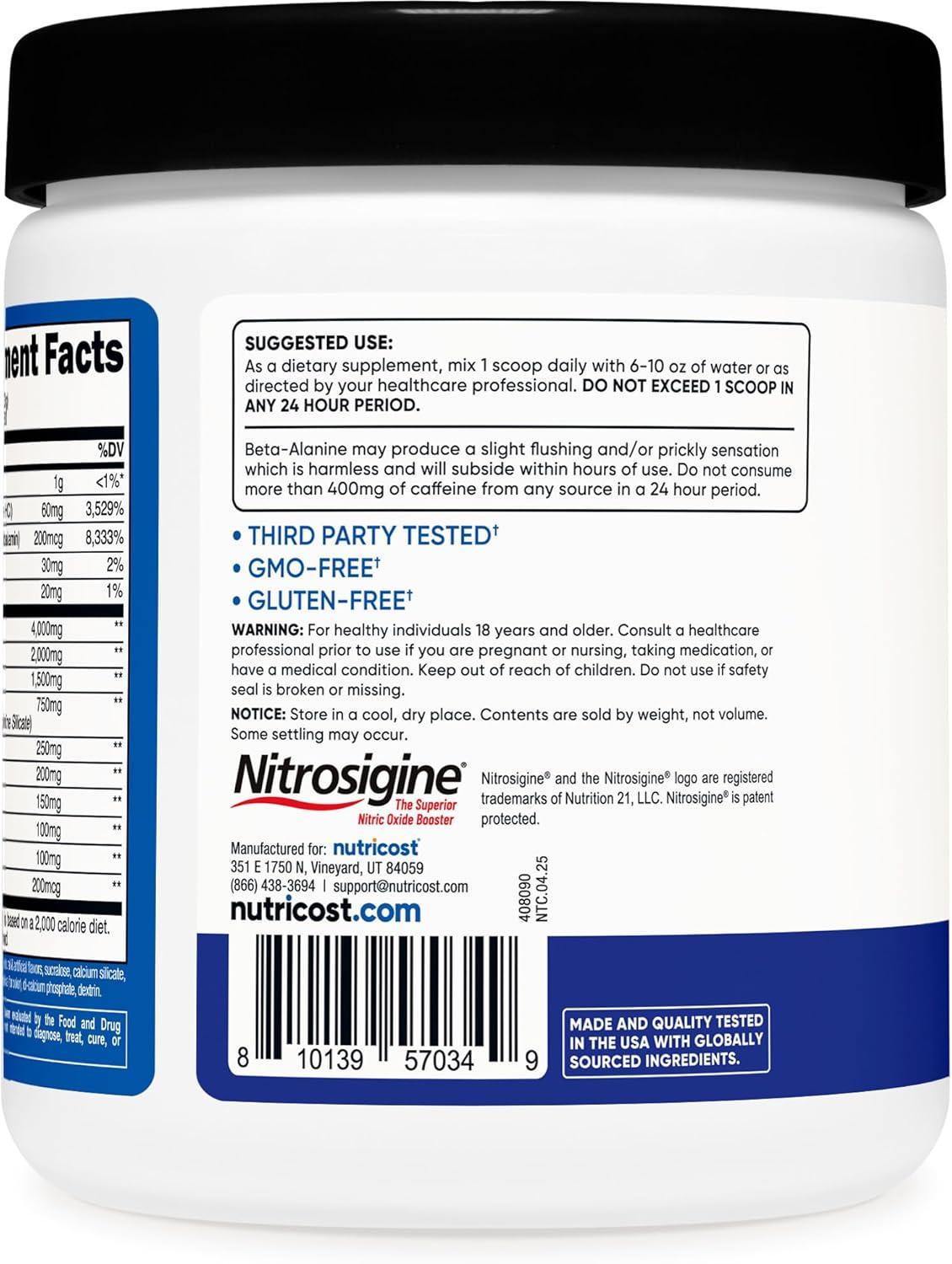 image:imageNutricost PreWorkout Complex Powder 30 Servings Blue Raspberry PreWorkout Supplement with BetaAlanine Taurine amp Amino AcidsBlue Raspberry