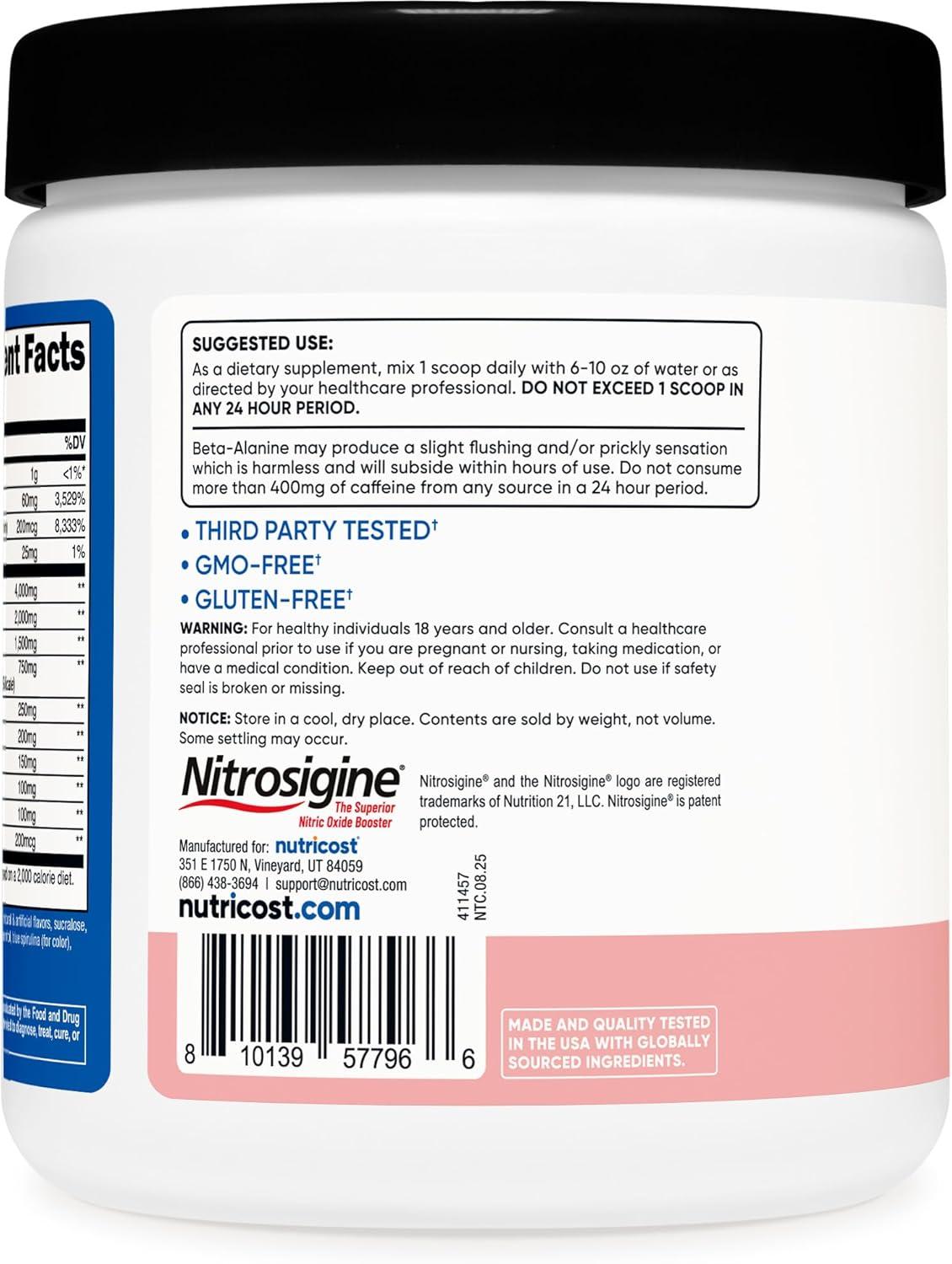image:imageNutricost PreWorkout Complex Powder 30 Servings Blue Raspberry PreWorkout Supplement with BetaAlanine Taurine amp Amino AcidsCotton Candy