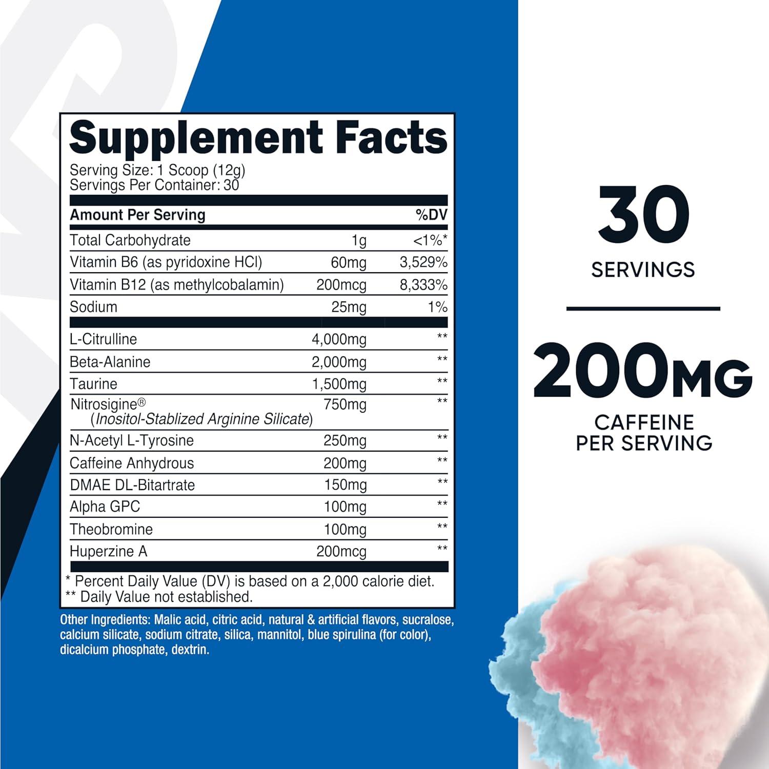 image:imageNutricost PreWorkout Complex Powder 30 Servings Blue Raspberry PreWorkout Supplement with BetaAlanine Taurine amp Amino AcidsCotton Candy