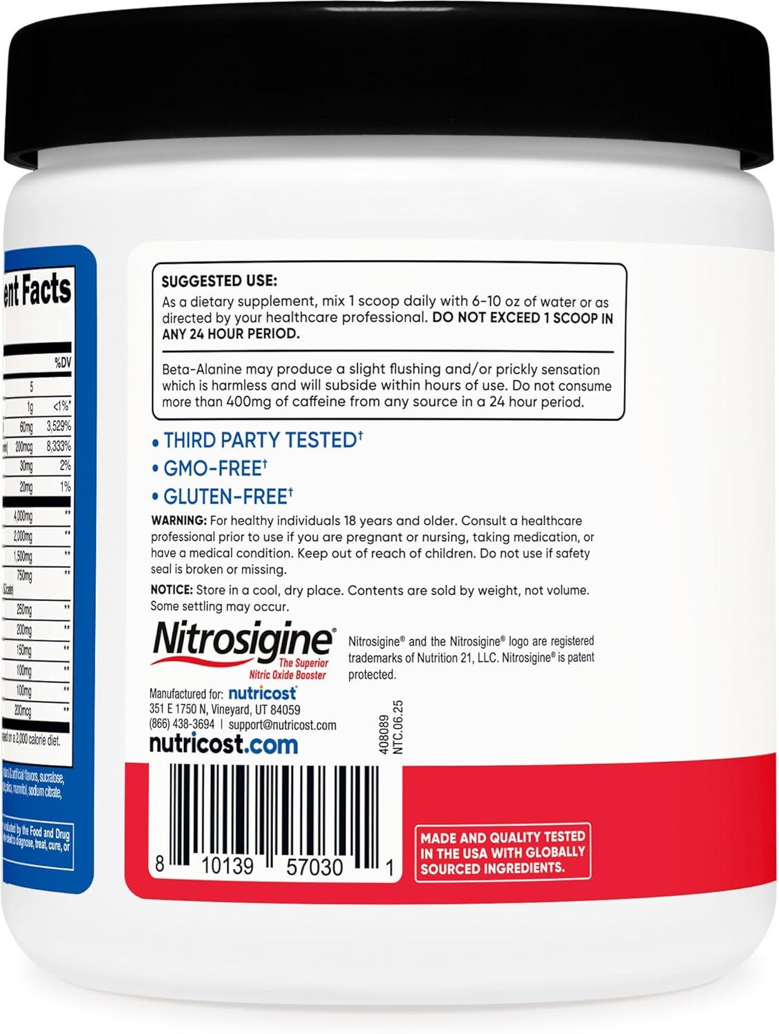 image:imageNutricost PreWorkout Complex Powder 30 Servings Blue Raspberry PreWorkout Supplement with BetaAlanine Taurine amp Amino AcidsFruit Punch