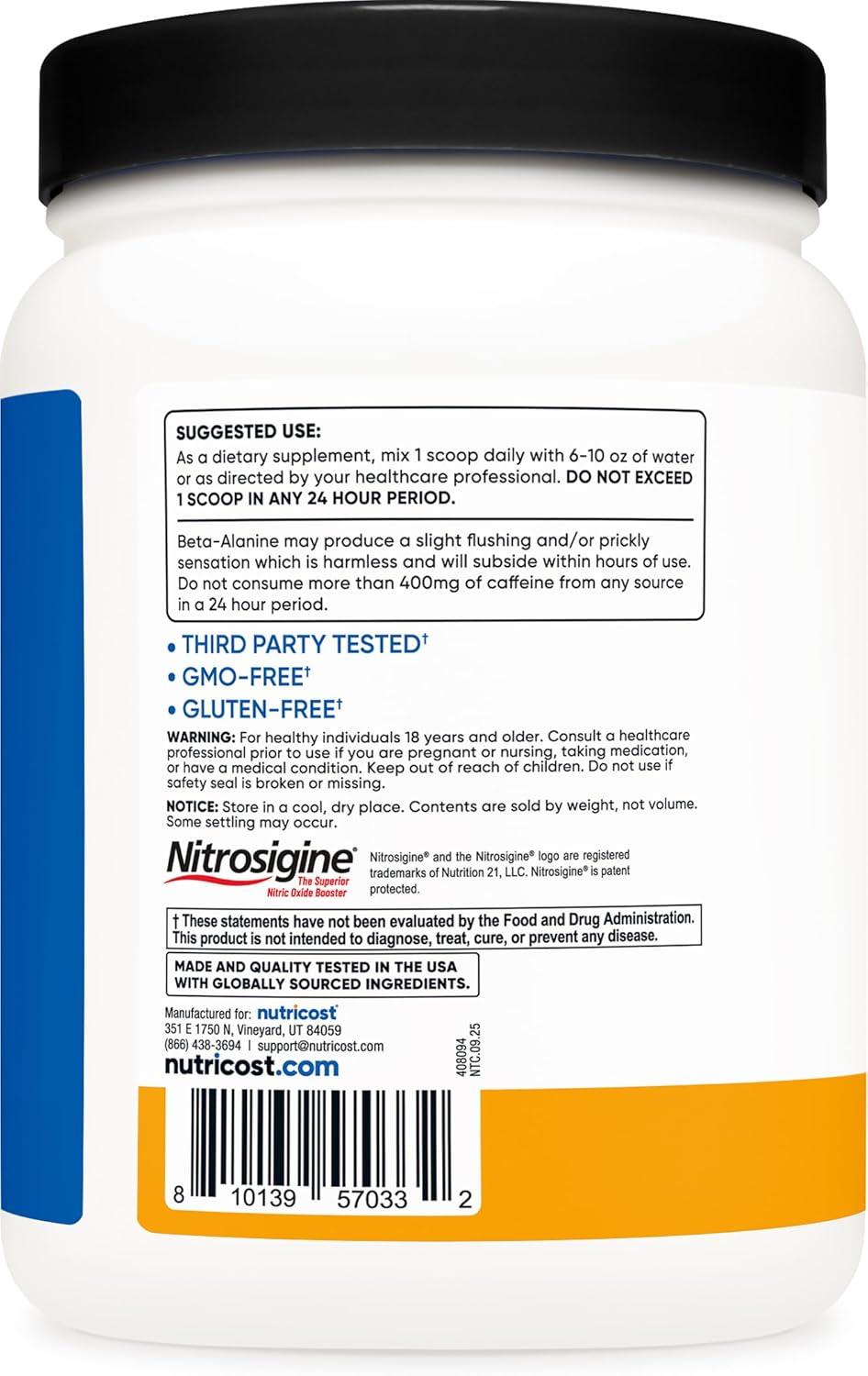 image:imageNutricost PreWorkout Complex Powder 30 Servings Blue Raspberry PreWorkout Supplement with BetaAlanine Taurine amp Amino AcidsPeach Mango