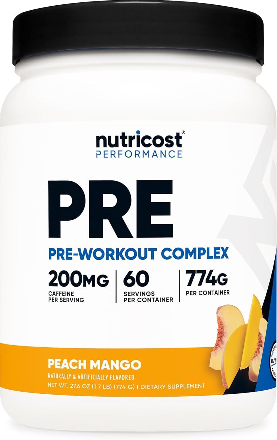 image:imageNutricost PreWorkout Complex Powder 30 Servings Blue Raspberry PreWorkout Supplement with BetaAlanine Taurine amp Amino AcidsPeach Mango