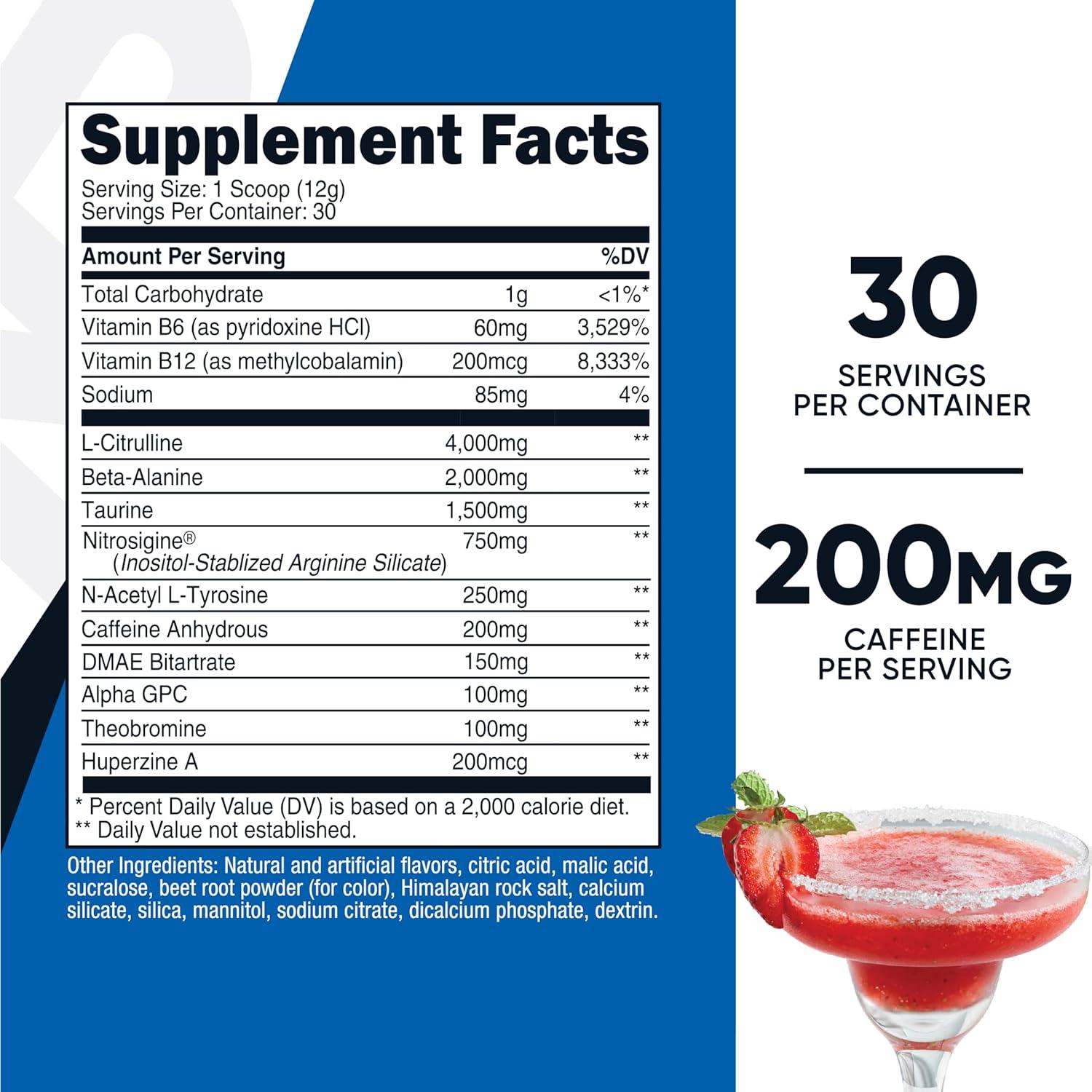 image:imageNutricost PreWorkout Complex Powder 30 Servings Blue Raspberry PreWorkout Supplement with BetaAlanine Taurine amp Amino AcidsStrawberry