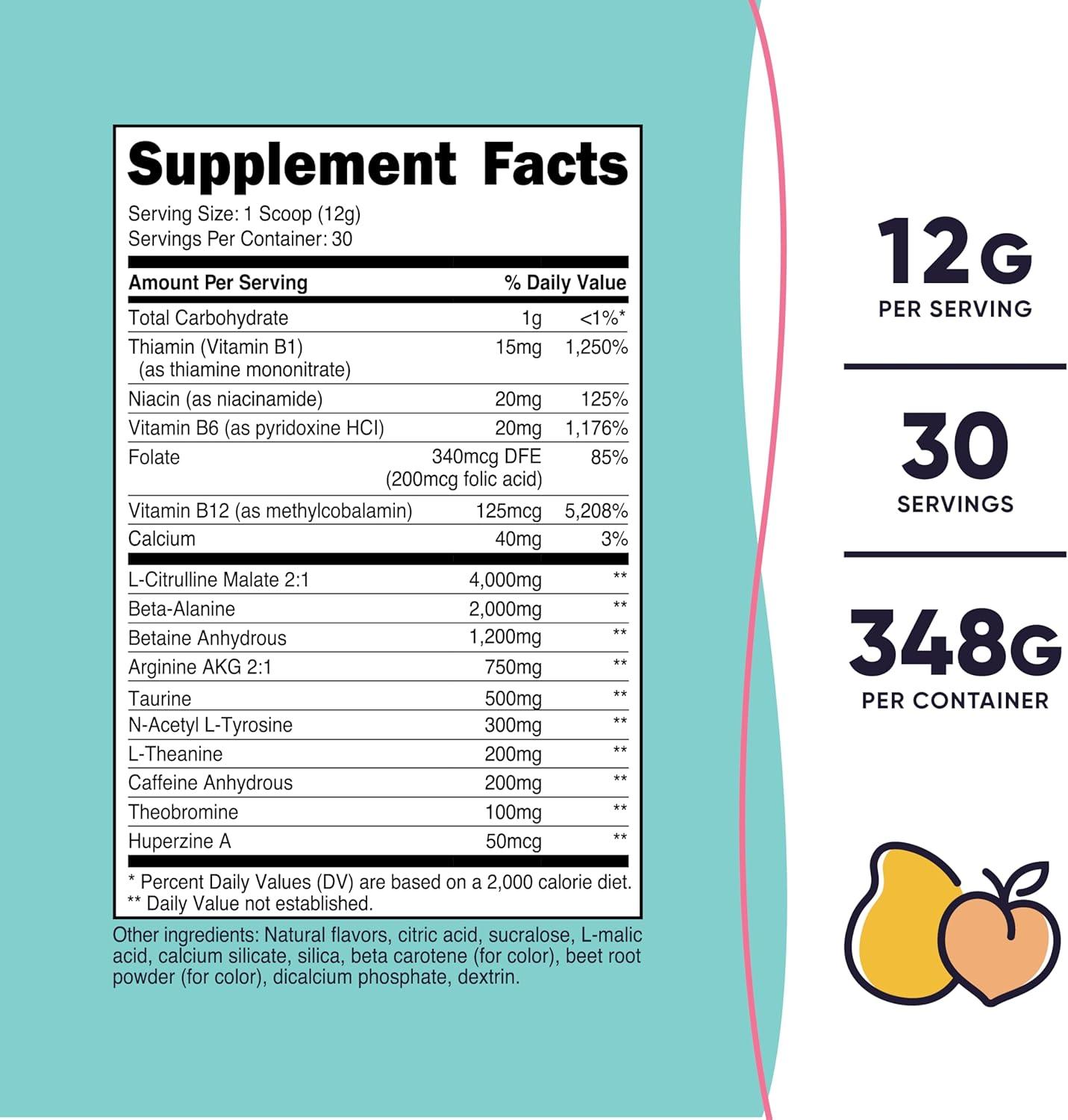 image:imageNutricost PreWorkout Powder for Women Peach Mango 30 ServingsPeach Mango