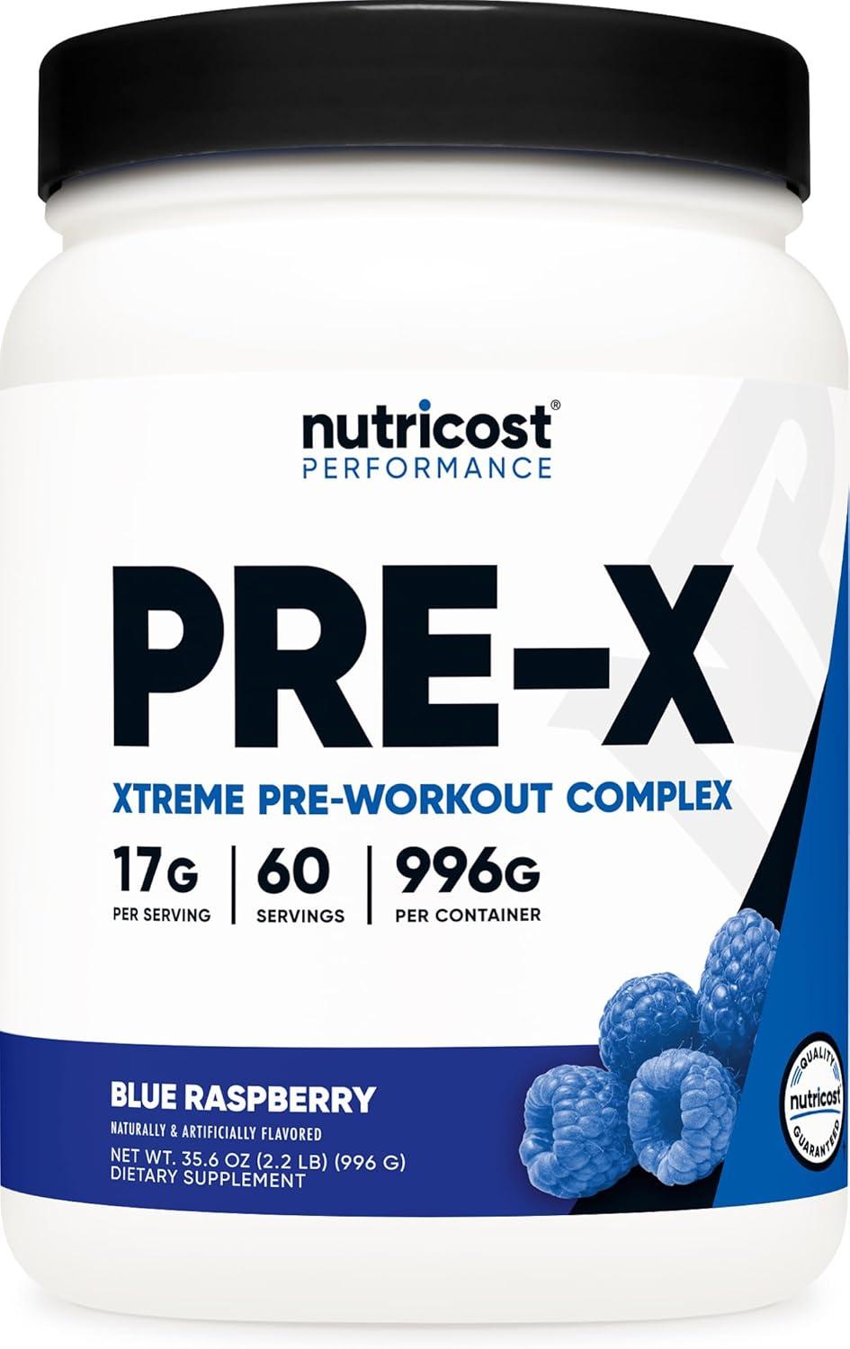 image:imageNutricost PreX Xtreme PreWorkout Complex Powder Grape 60 Servings Vegetarian NonGMO and Gluten FreeBlue Raspberry