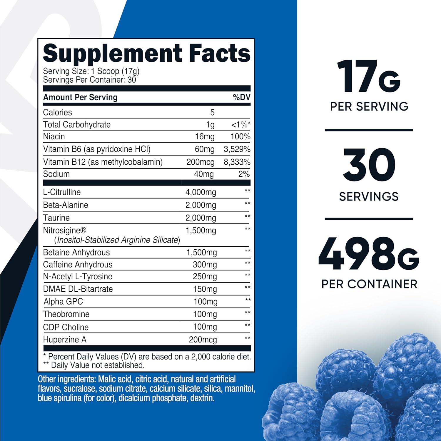 image:imageNutricost PreX Xtreme PreWorkout Complex Powder Grape 60 Servings Vegetarian NonGMO and Gluten FreeBlue Raspberry