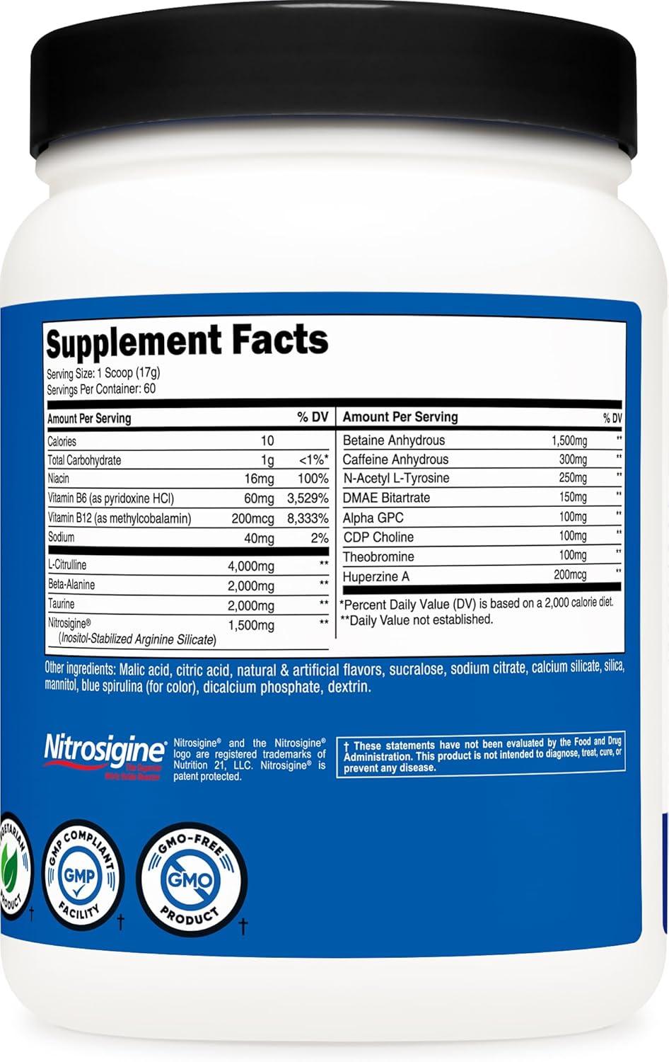 image:imageNutricost PreX Xtreme PreWorkout Complex Powder Grape 60 Servings Vegetarian NonGMO and Gluten FreeBlue Raspberry