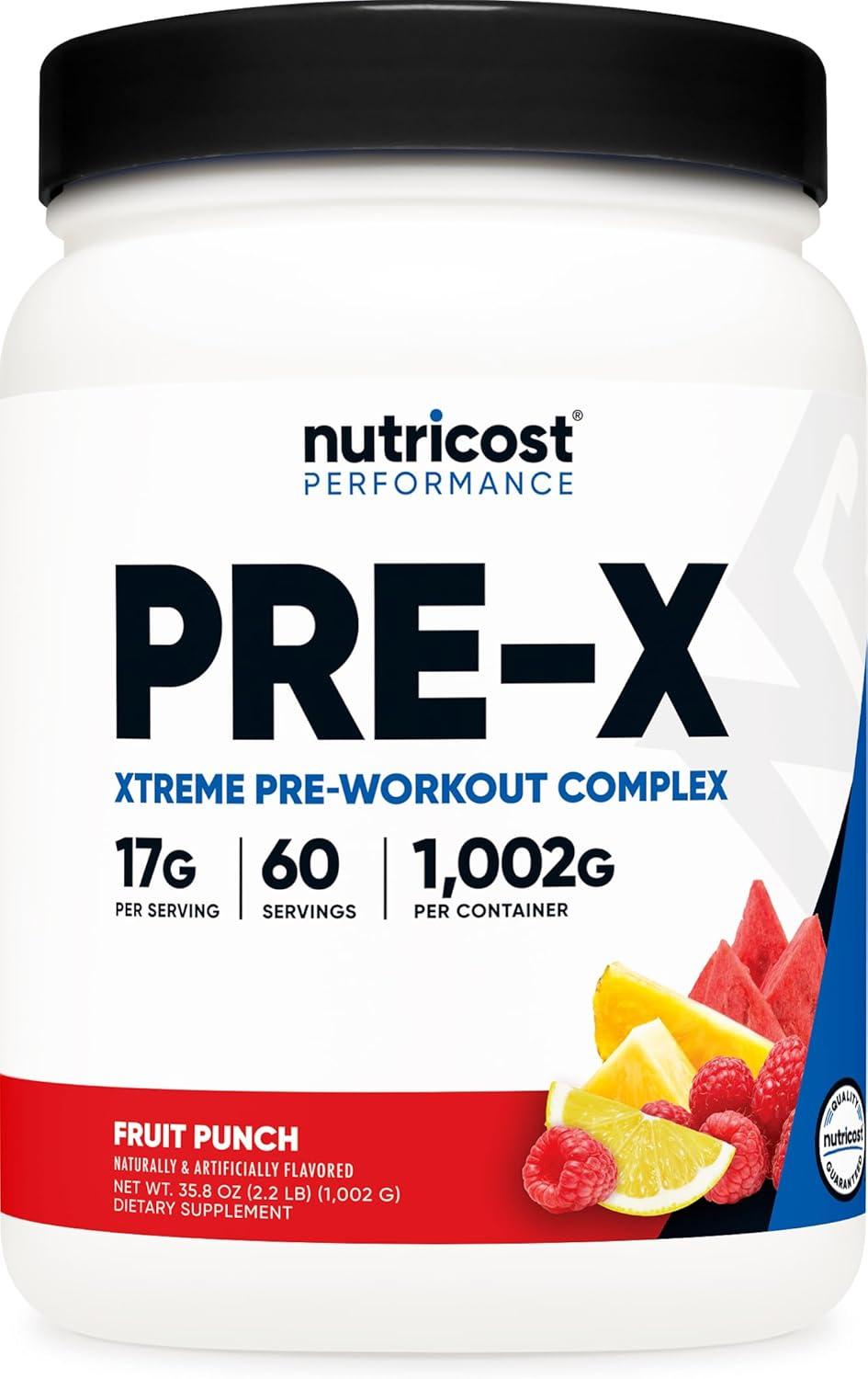 image:imageNutricost PreX Xtreme PreWorkout Complex Powder Grape 60 Servings Vegetarian NonGMO and Gluten FreeFruit Punch