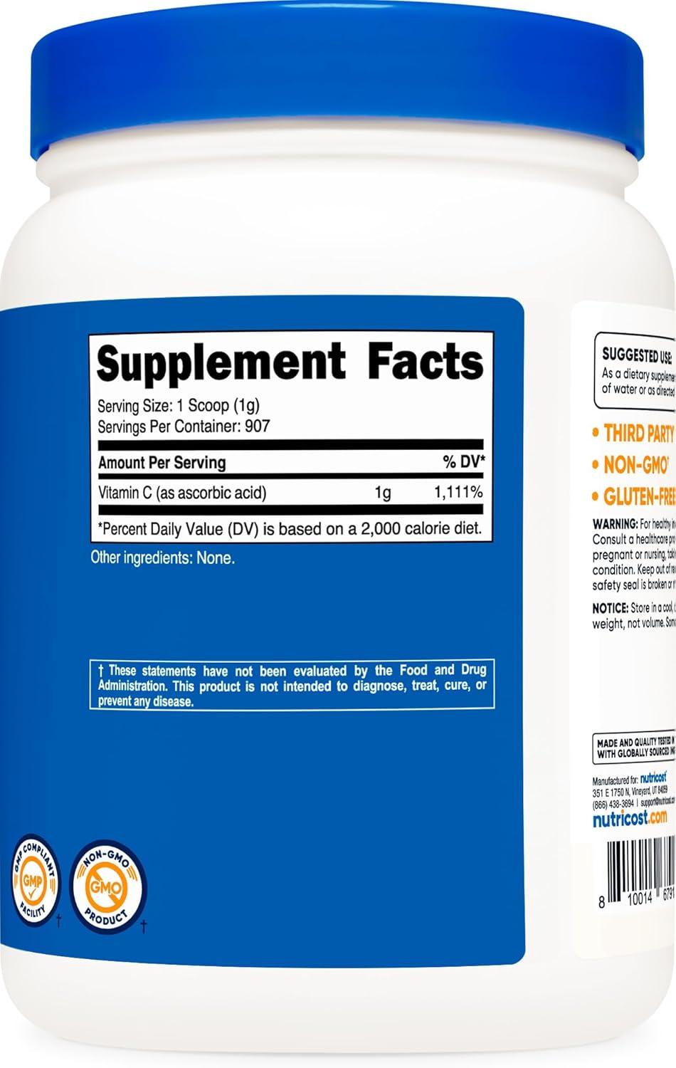 image:imageNutricost Pure Ascorbic Acid Powder Vitamin C 1LB32 Ounce Pack of 1