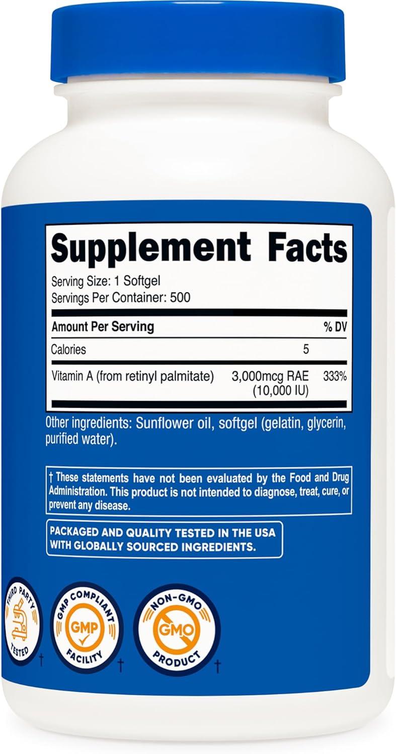 image:imageNutricost Vitamin A 10000 IU 500 Softgel Capsules500 Count Pack of 1