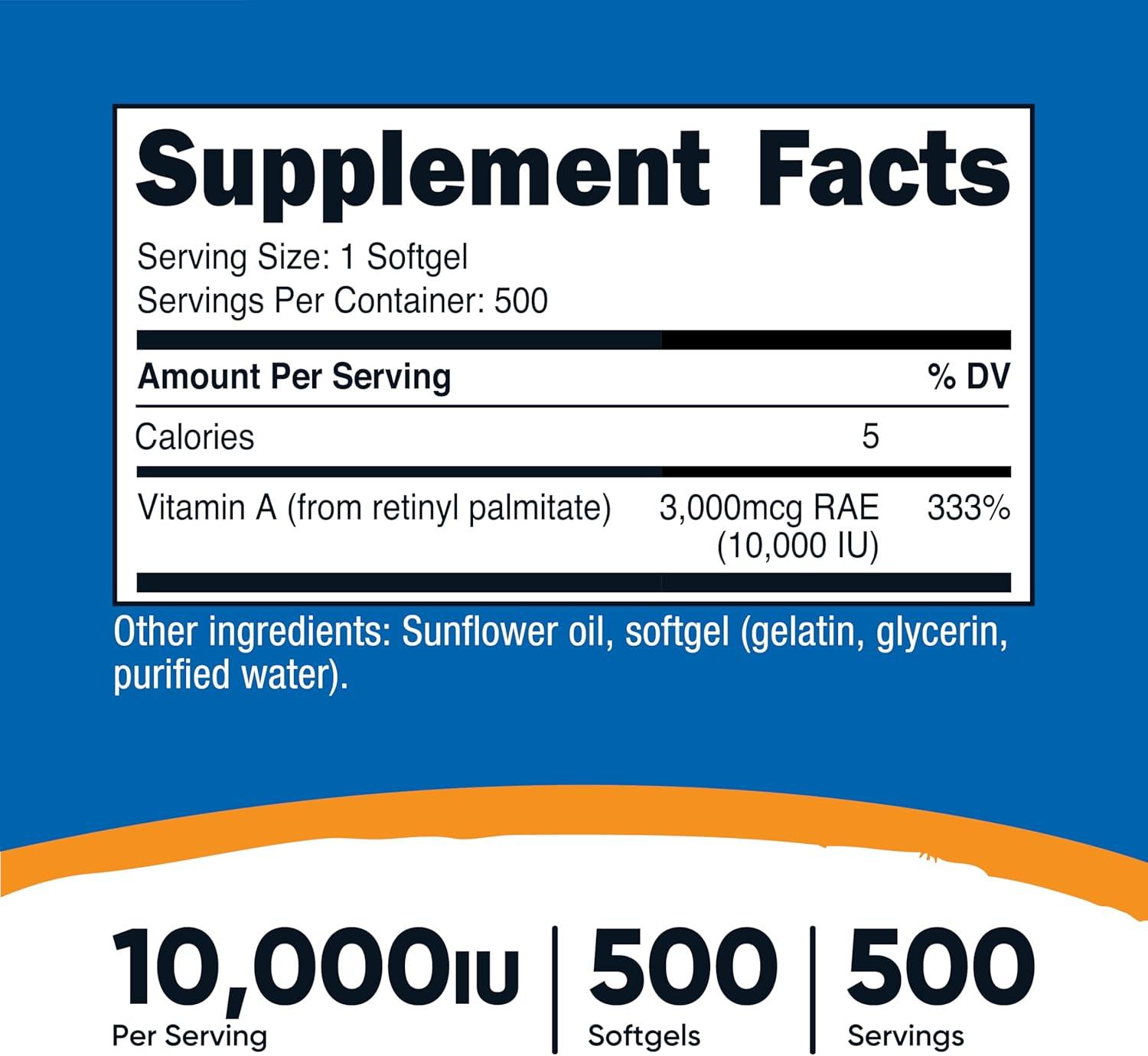 image:imageNutricost Vitamin A 10000 IU 500 Softgel Capsules500 Count Pack of 1
