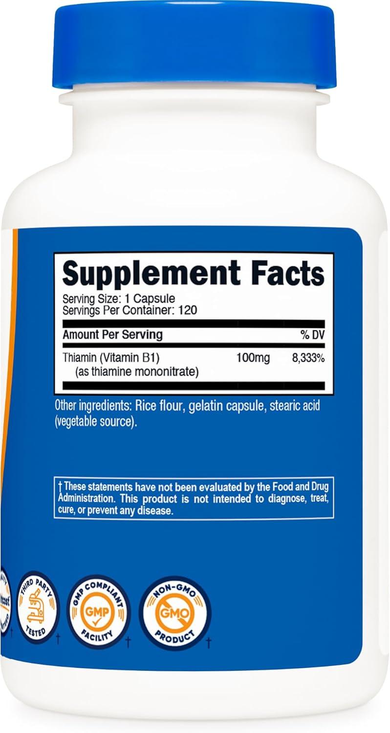 image:imageNutricost Vitamin B1 Thiamine 100mg 120 Capsules Gluten Free and NonGMO120 Count Pack of 2