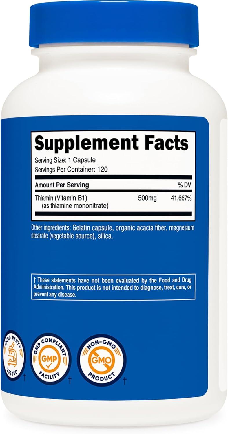 image:imageNutricost Vitamin B1 Thiamine 500mg 120 Capsules120 Count Pack of 1