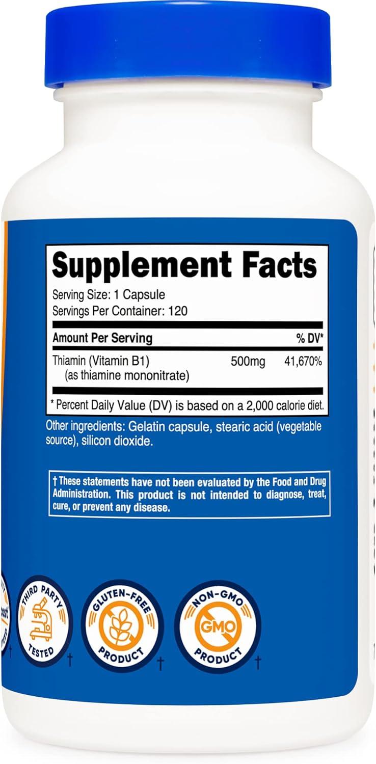 image:imageNutricost Vitamin B1 Thiamine 500mg 120 Capsules2 Bottles