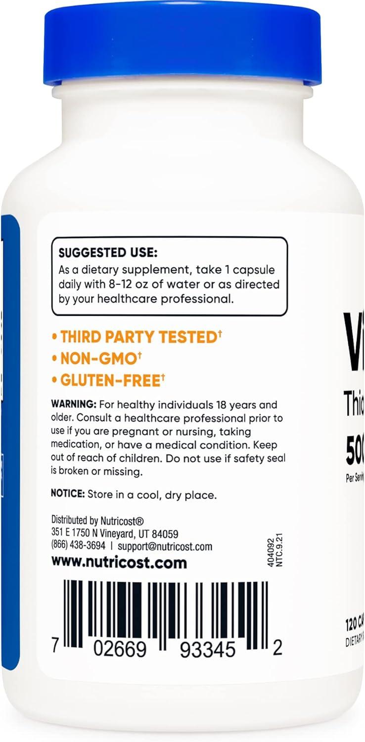 image:imageNutricost Vitamin B1 Thiamine 500mg 120 Capsules2 Bottles