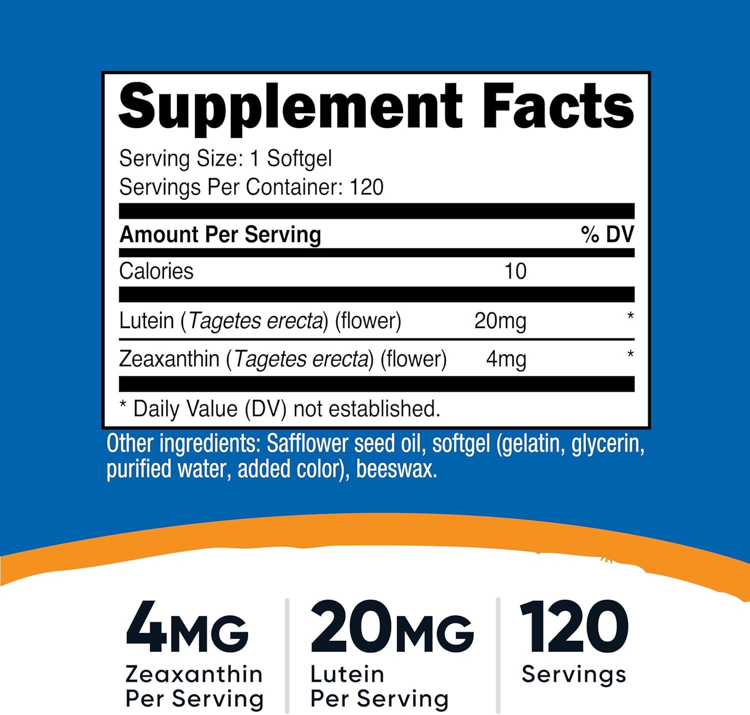 image:imageNutricost Zeaxanthin with Lutein 20mg 120 Softgels Potent NonGMO Gluten Free120 Count Pack of 1