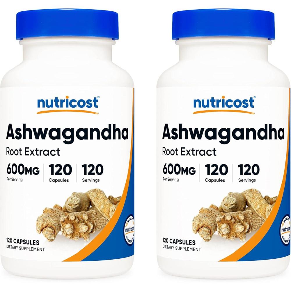 image:imageNutricost Ashwagandha Herbal Supplement 600mg 120 Capsules  Vegetarian NonGMO Gluten Free Ashwagandha Root120 Count Pack of 2
