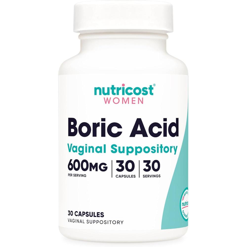 image:imageNutricost Boric Acid 600mg 30 Capsules  Vaginal Suppository  NonGMO  for Women30 Count Pack of 1