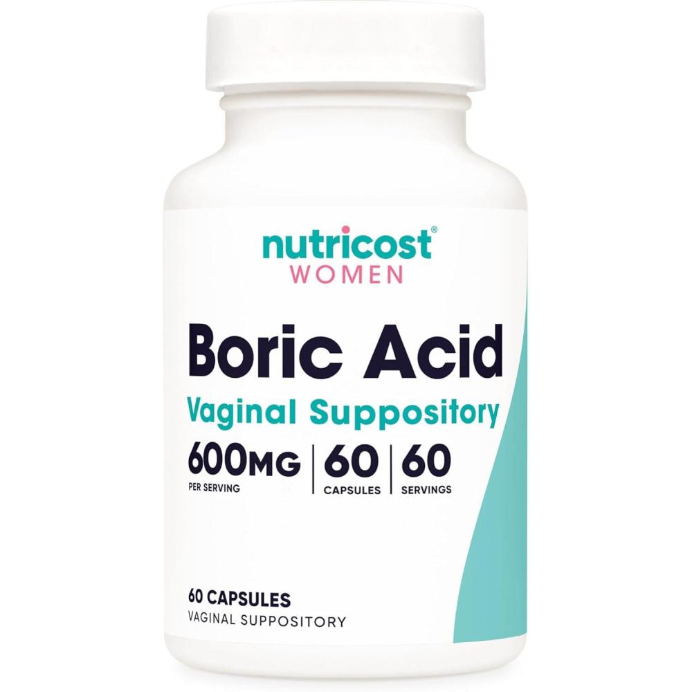 image:imageNutricost Boric Acid 600mg 30 Capsules  Vaginal Suppository  NonGMO  for Women60 Count Pack of 1