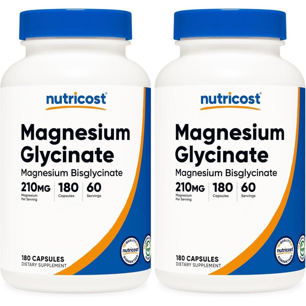 image:imageNutricost Magnesium Glycinate Capsules 180 Capsules 210 mg Per Serving Magnesium Glycinate Supplement for Gentle Absorption180 Count Pack of 2