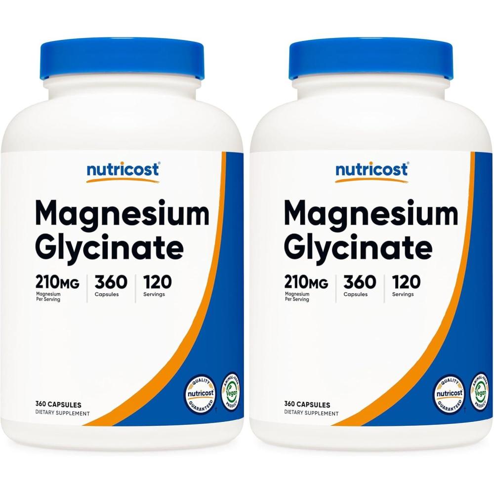 image:imageNutricost Magnesium Glycinate Capsules 180 Capsules 210 mg Per Serving Magnesium Glycinate Supplement for Gentle Absorption360 Count Pack of 2