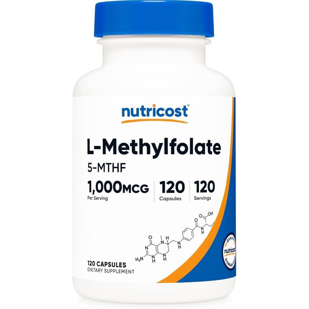 image:imageNutricost Methylfolate 1000mcg 120 Vegetarian Capsules  Gluten Free NonGMO Methylated Folate120 Count Pack of 1