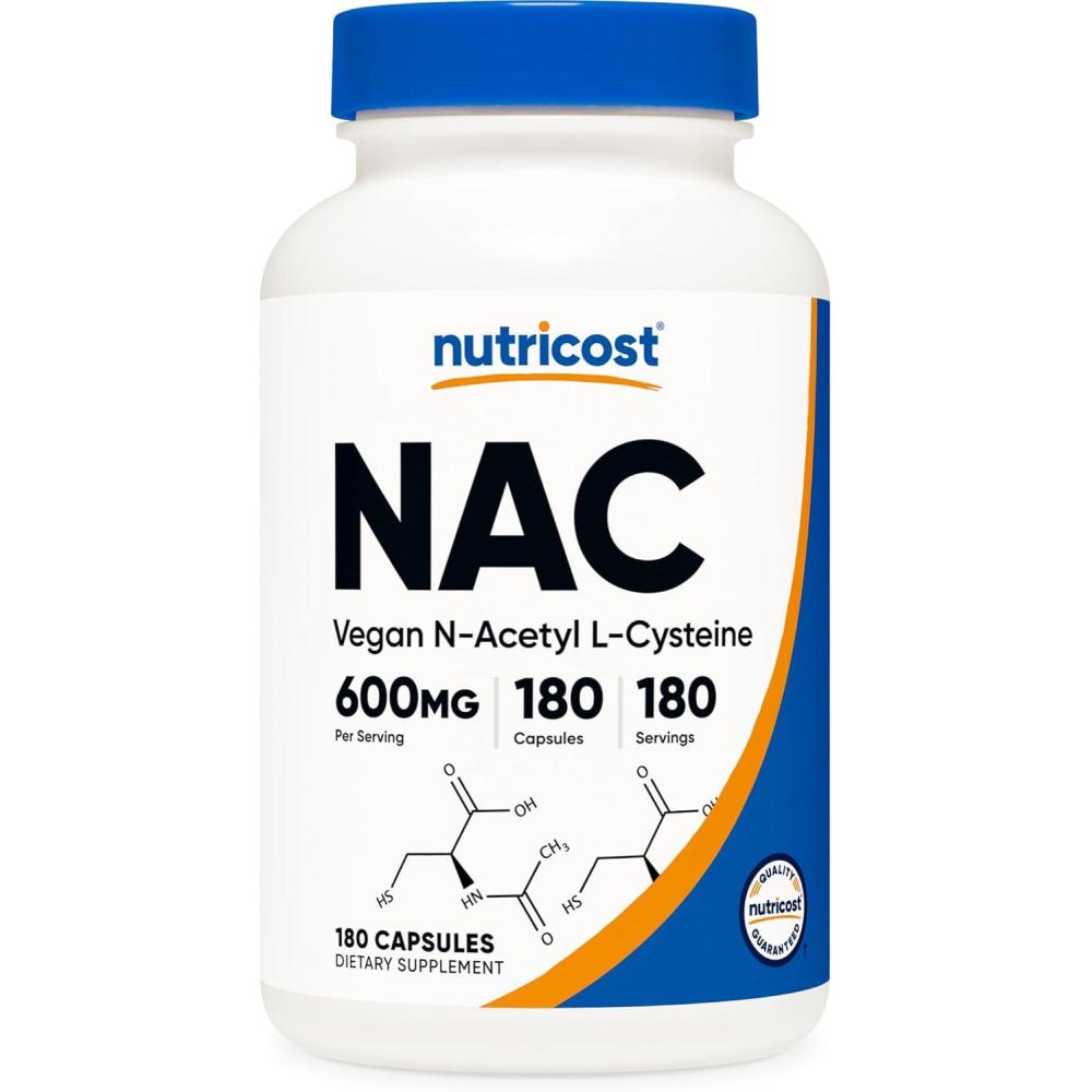image:imageNutricost NAcetyl LCysteine NAC 600mg 180 Capsules NonGMO Gluten Free180 Count Pack of 1
