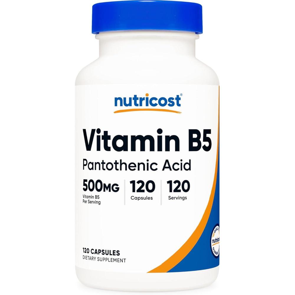 image:imageNutricost Pantothenic Acid Vitamin B5 500mg 240 Capsules120 Count Pack of 1