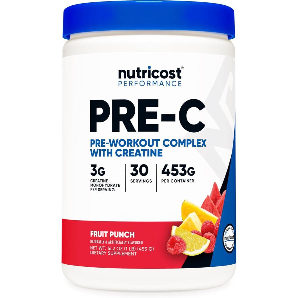 image:imageNutricost PreC PreWorkout Complex with Creatine Fruit Punch 30 Servings Powder Boost Fintess Routines 453gFruit Punch