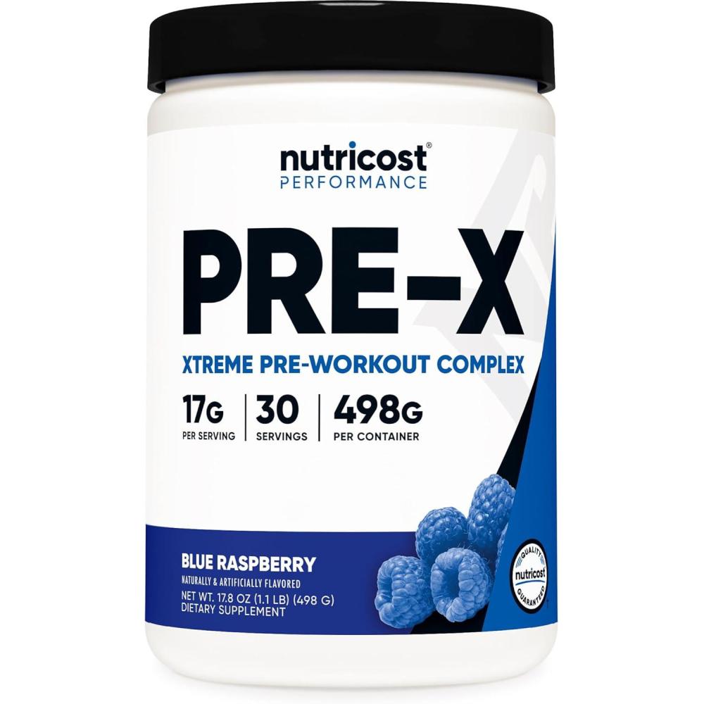 image:imageNutricost PreX Xtreme PreWorkout Complex Powder Grape 60 Servings Vegetarian NonGMO and Gluten FreeBlue Raspberry