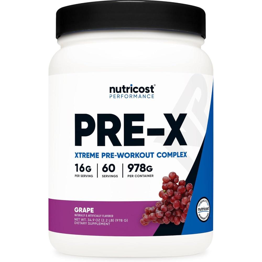image:imageNutricost PreX Xtreme PreWorkout Complex Powder Grape 60 Servings Vegetarian NonGMO and Gluten FreeGrape