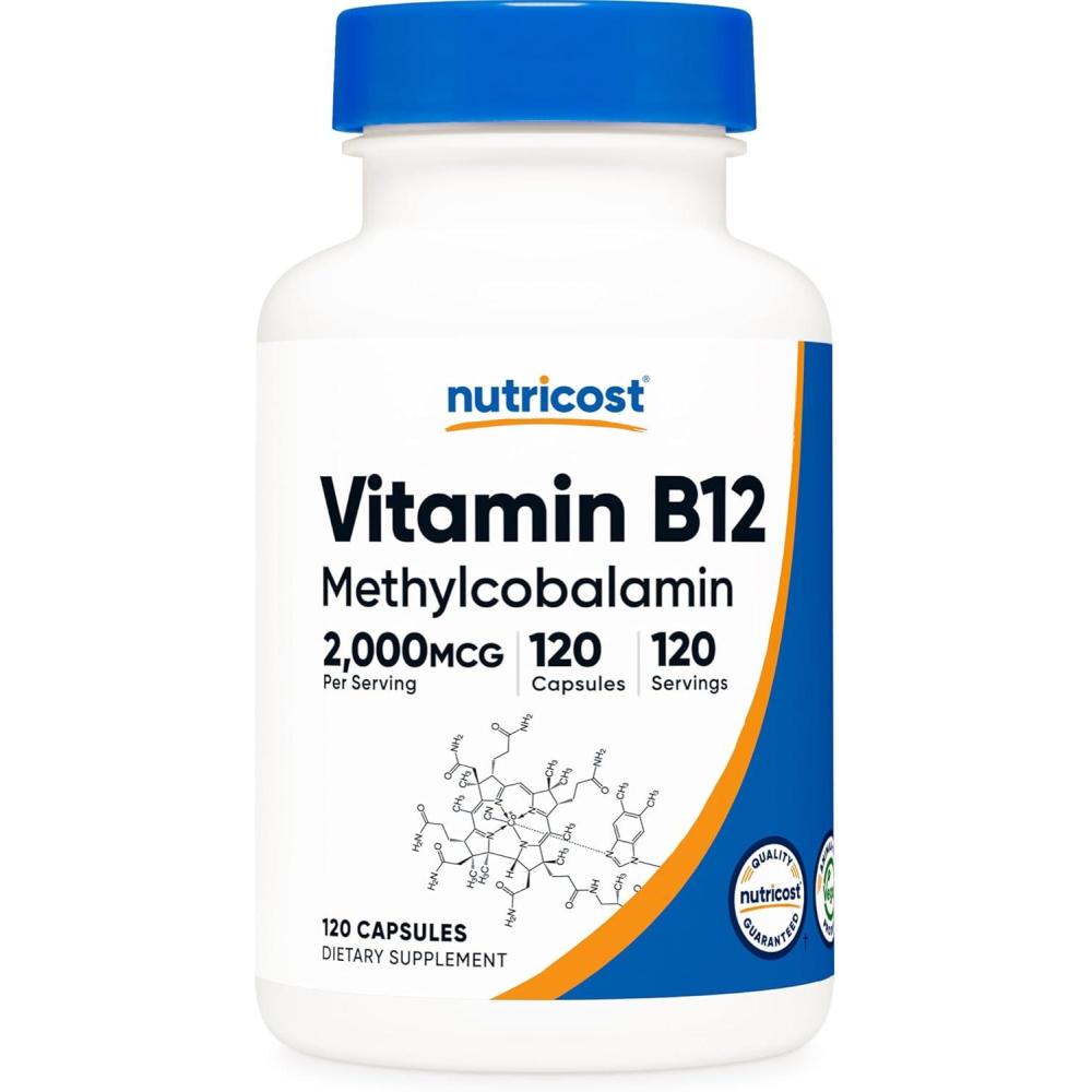 image:imageNutricost Vitamin B12 Methylcobalamin 2000mcg 240 Capsules Vegetarian Caps NonGMO Gluten Free B12 Supplement120 Count Pack of 1