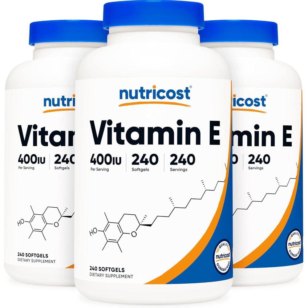 image:imageNutricost Vitamin E 400 IU 240 Softgel Capsules Gluten Free NonGMO3 Bottles 240 Count