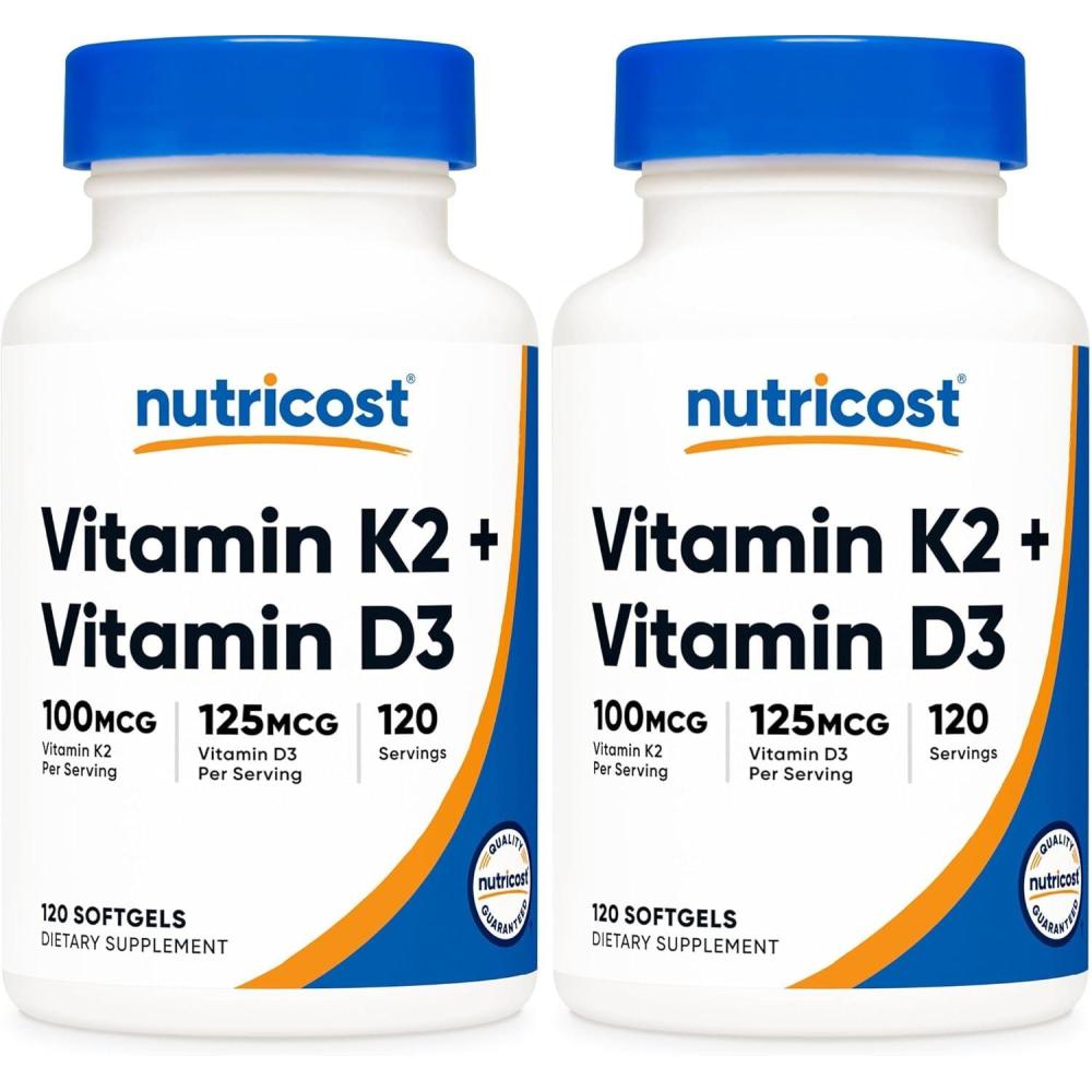 image:imageNutricost Vitamin K2 MK7 100mcg Vitamin D3 5000 IU 120 Softgels Gluten Free and NonGMO120 Count Pack of 2