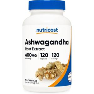 Nutricost Ashwagandha Herbal Supplement 600mg, 120 Capsules – Vegetarian, Non-GMO, Gluten Free, Ashwagandha Root(120 Count (Pack of 1))