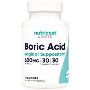 Nutricost Boric Acid 600mg, 30 Capsules – Vaginal Suppository – Non-GMO – for Women(30 Count (Pack of 1))