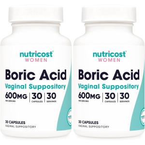 Nutricost Boric Acid 600mg, 30 Capsules – Vaginal Suppository – Non-GMO – for Women(30 Count (Pack of 2))