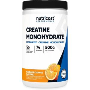 Nutricost Creatine Monohydrate Micronized Powder 500G, 5000mg Per Serv (5g) – 100 Servings, 17.9 Oz(Mandarin Orange)