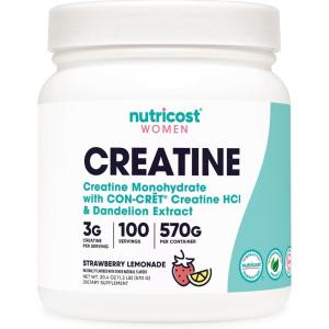 Nutricost Creatine Monohydrate Powder for Women, Micronized, Strawberry Lemonade, 50 Servings – Vegetarian, Non-GMO, Gluten Free(Strawberry Lemonade)